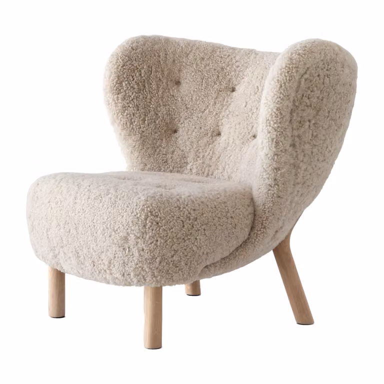 &Tradition Little Petra VB1 fauteuil - Wit geolied eikenhout - Moonlight boucle