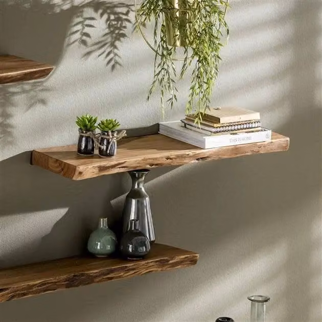 WoonStijl Wandplank Edge 90 cm - Modern Houten Wandplank - Bruin