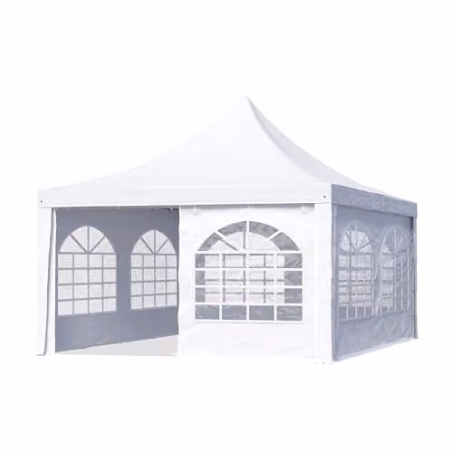 TOOLPORT Pagodetent Paviljoen met vensters, robuust wit PVC-zeil, 4x4m