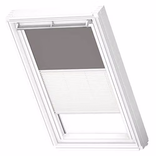 VELUX Verduisterend Rolgordijn Plissé met Witte Geleiders, Grijs, PK10