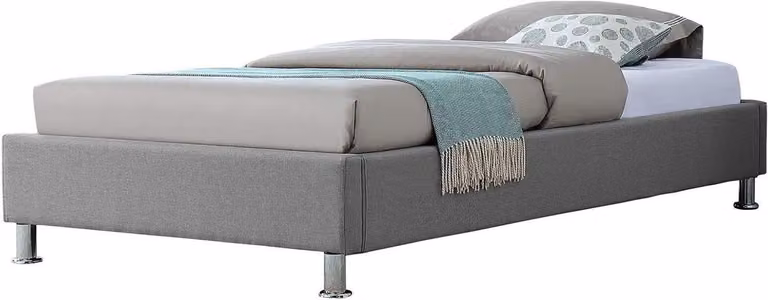 Merkloos Gestoffeerd Futonbed Eenpersoonsbed met Lattenbodem - Grijs - 90 x 200 cm