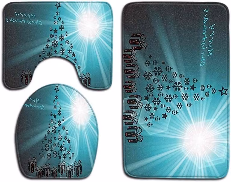 Badkamer Mat Set van 3 stuks met Kerst Design in super zacht flanel, 50 x 80 cm