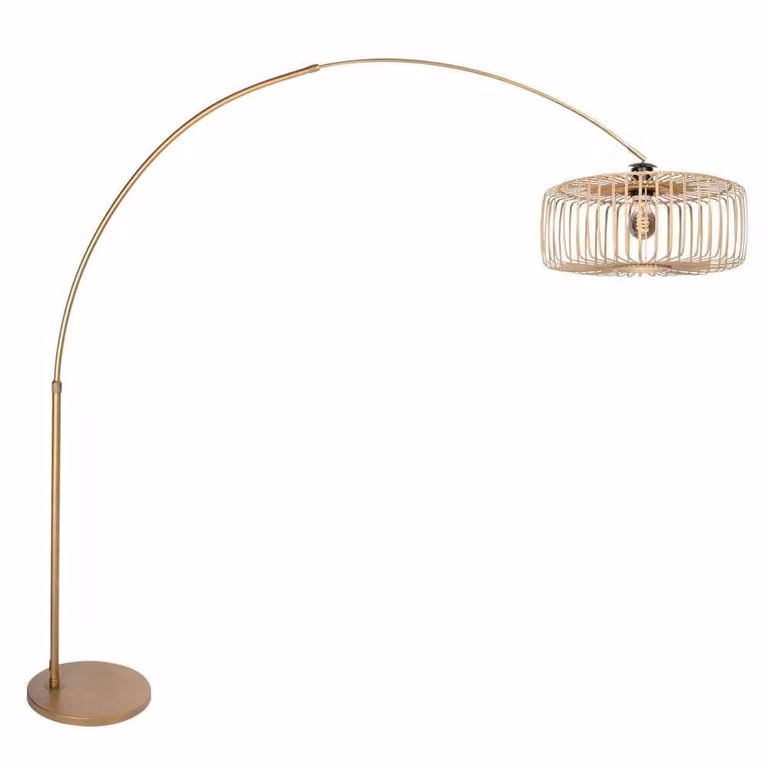 Steinhauer Booglamp Sparkled Light brons met bamboe kap spijl Ø 45cm