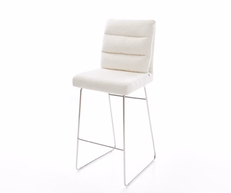 DELIFE Barstoel Pela-Flex Bouclé Beige met Zilveren Sledeonderstel