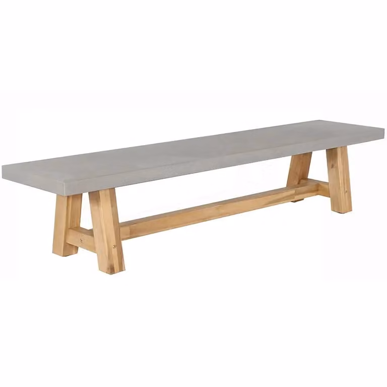 Veltis dining tuinbank met betonlook en hardhout, Breedte: 250 cm, Diepte: 45 cm