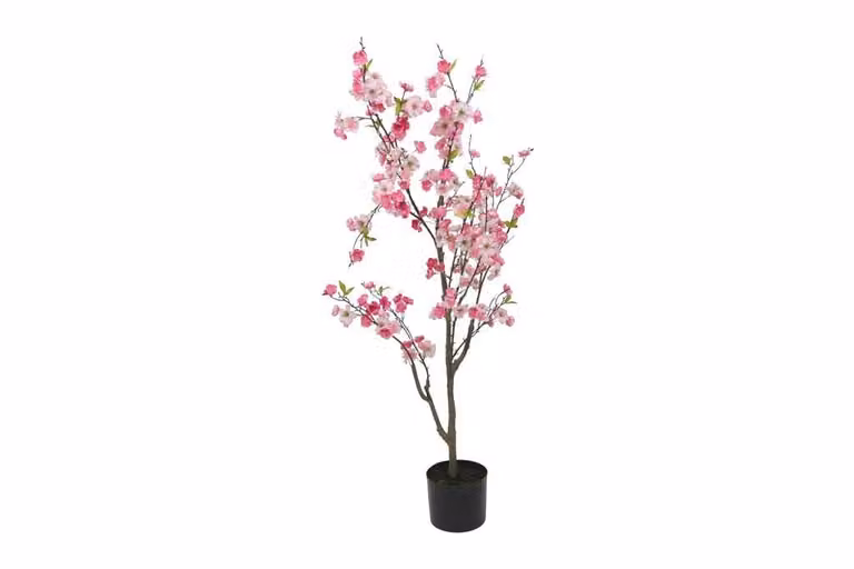 Countryfield zijden Prunus S plant met roze bloesem, 153 cm