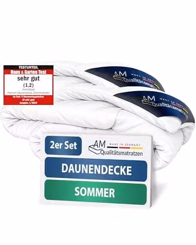 DormiGood Set van 2 Donzen Zomerdekbedden met Katoenen Inlegwerk, 135 x 200 cm