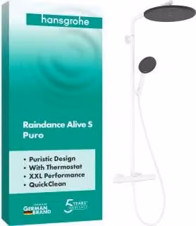 Hansgrohe Raindance Alive S Puro douchekolom 300, 1 straal, met Ecostat Element, matwit