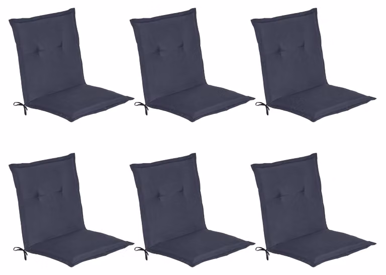 Beautissu 6-delige set lage rugleuning kussens Loft NL, donkerblauw, B/D/H: 100 x 50 x 6 cm