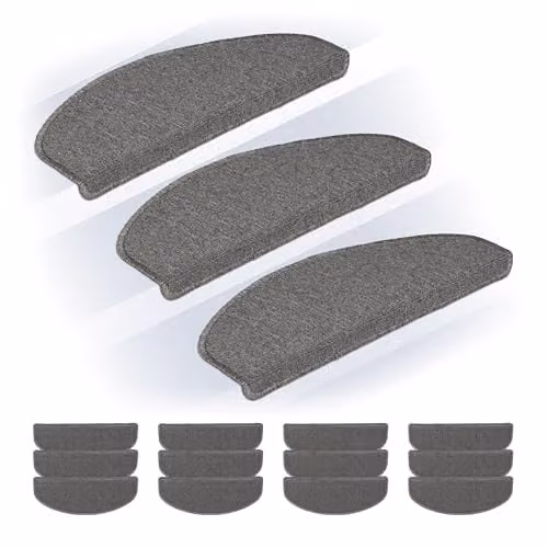 Relaxdays Trapmatten Zelfklevend, Set van 15, Antislip, Grijs, B: 65 cm, D: 24 cm, H: 3,5 cm