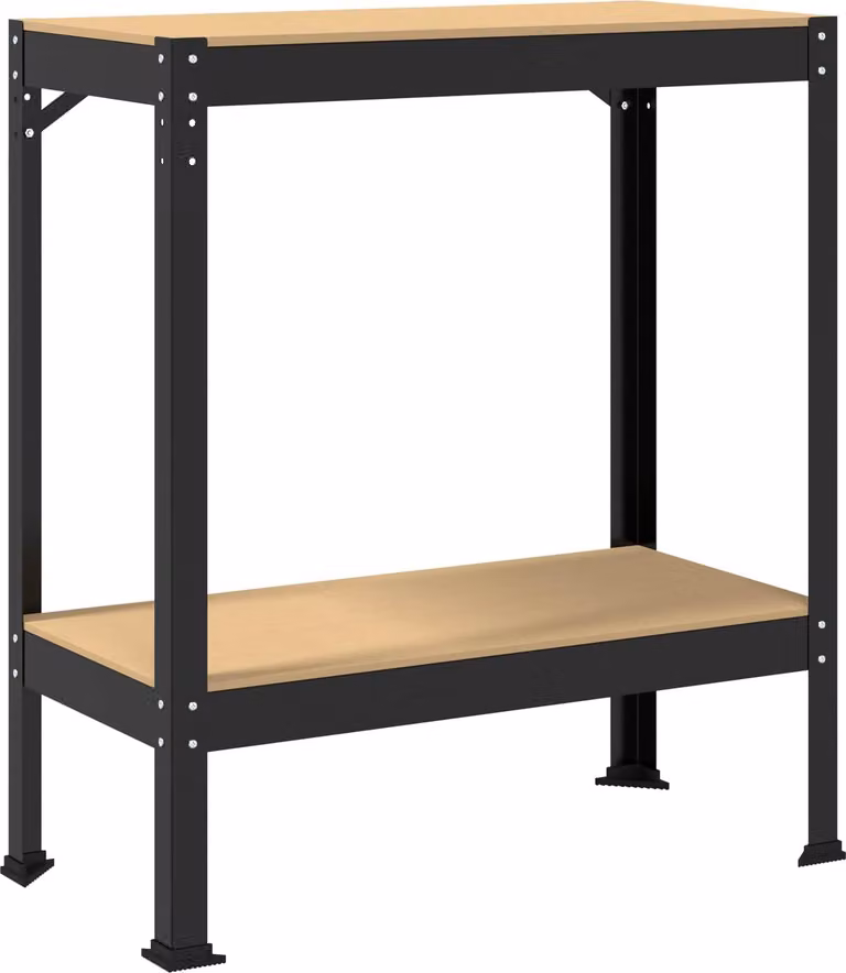 vidaXL Werkbank met plank, zwart, B/D/H: 81 x 41 x 91 cm, van spaanplaat en metaal