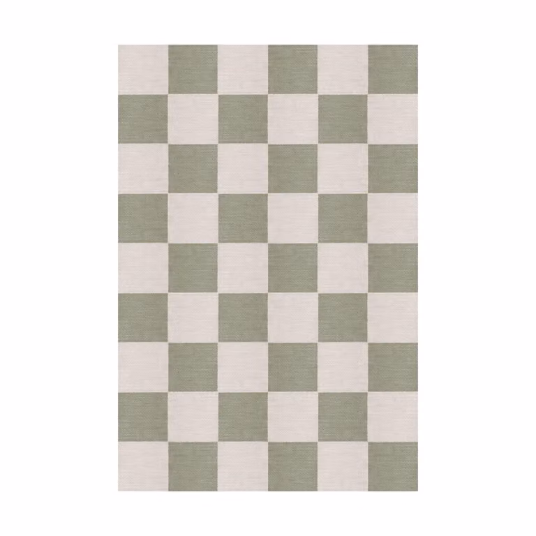 Layered Chess wollen vloerkleed Sage, 200 x 300 cm