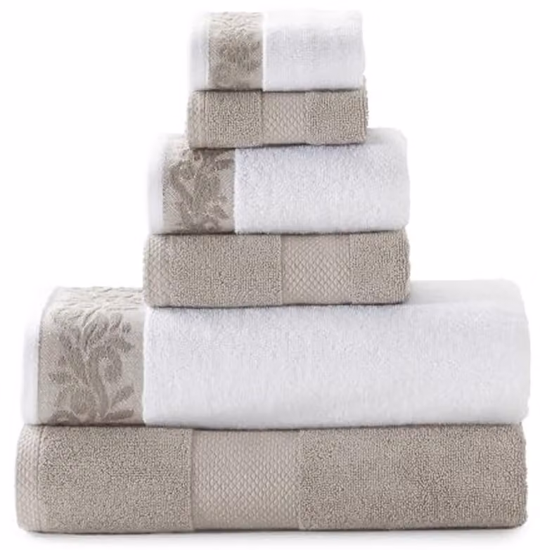 Set van 2 badhanddoeken en 2 washandjes van 100% katoen in taupe