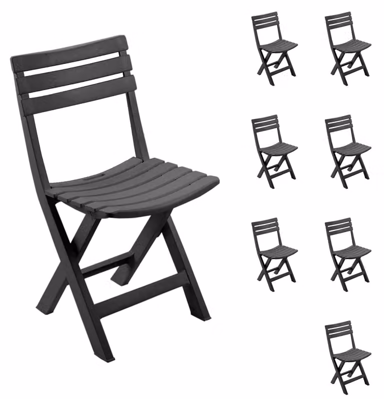Set van 8 inklapbare Mojawo tuinstoelen in antraciet voor tuin, balkon of terras