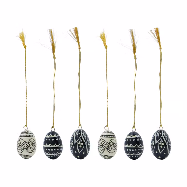 House Doctor Deco paasei Black-offwhite 6-delig