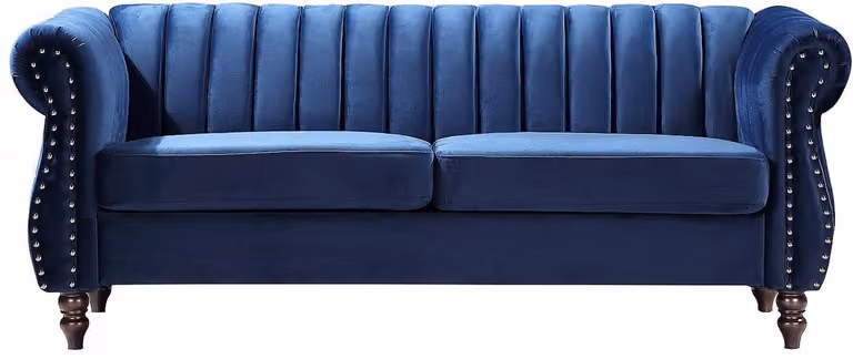 Trumbo Chesterfield Driezitsbank in Koningsblauw Fluweel