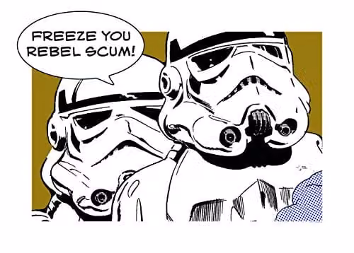 Komar Muurafbeelding Star Wars Classic Comic Quote Stormtrooper Kunstdruk Breedte: 70 cm, Hoogte: 50 cm