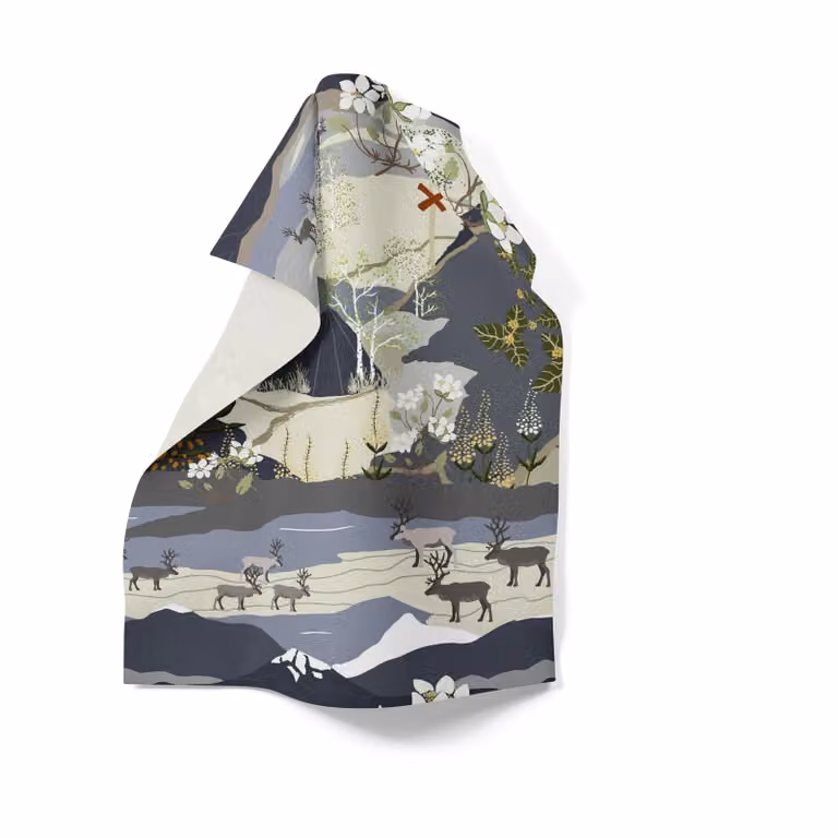 Arvidssons Textil Fjällvandring keukenhanddoek - Blauw - 46 x 70 cm