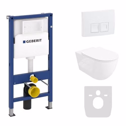 Geberit Duofix Basic Sinto Grande Complete Inbouwtoiletset met Voorwandelement, Wand-diepspoelbak en Delta 25 Bedieningspaneel, Wit