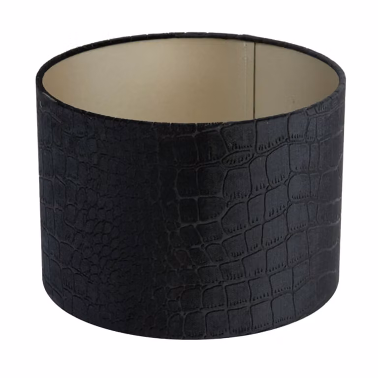Light en Living Lampenkap PRAYA Cilinder zwart textiel B: 40 cm, D: 40 cm, H: 30 cm