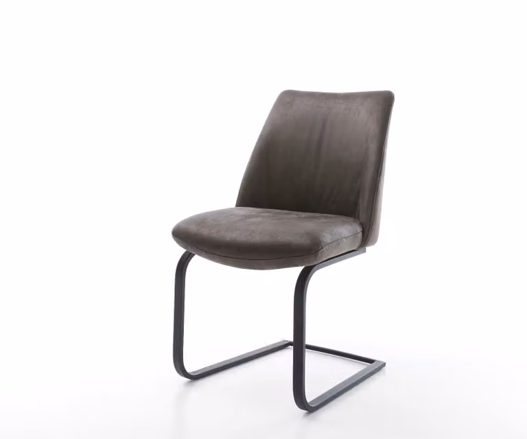 DELIFE Elso-Flex Sledemodel Stoel in Microvelours Antraciet en Zwart met Pocketveer Kern