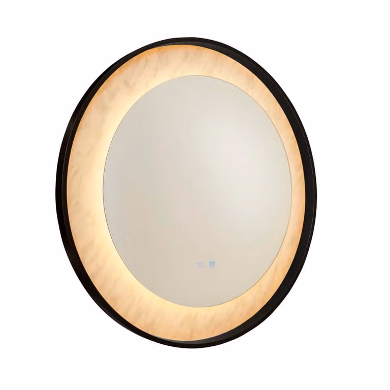 Searchlight Luxo Badkamerspiegel met LED-licht - Zwart - Rond
