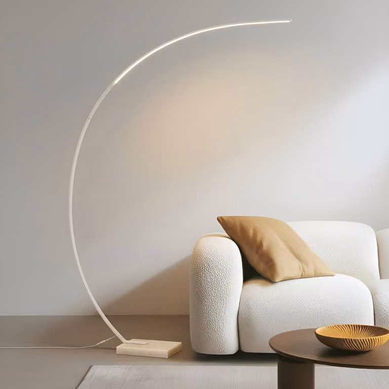 Lindby Kendra Booglamp - Modern wit/opaal - Dimbaar - Metaal en Glas