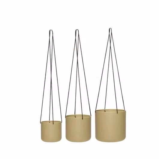 Hubsch Bloom hangende bloempotten beige set van 3 stuks