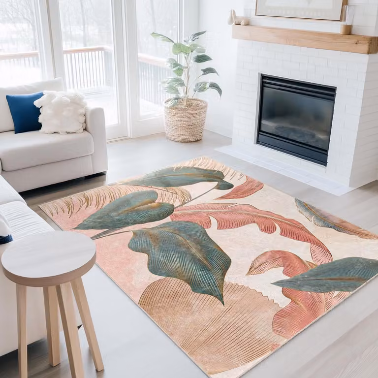 Mila Home - Wasbaar Vloerkleed Rechthoek - Modern Bloemenpatroon - Antislip - Voor Woonkamer, Slaapkamer, Keuken & Hal