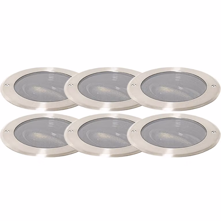 Qazqa Set van 6 Verstelbare Inbouwgrondspots Zilver Aluminium IP64 voor de Tuin