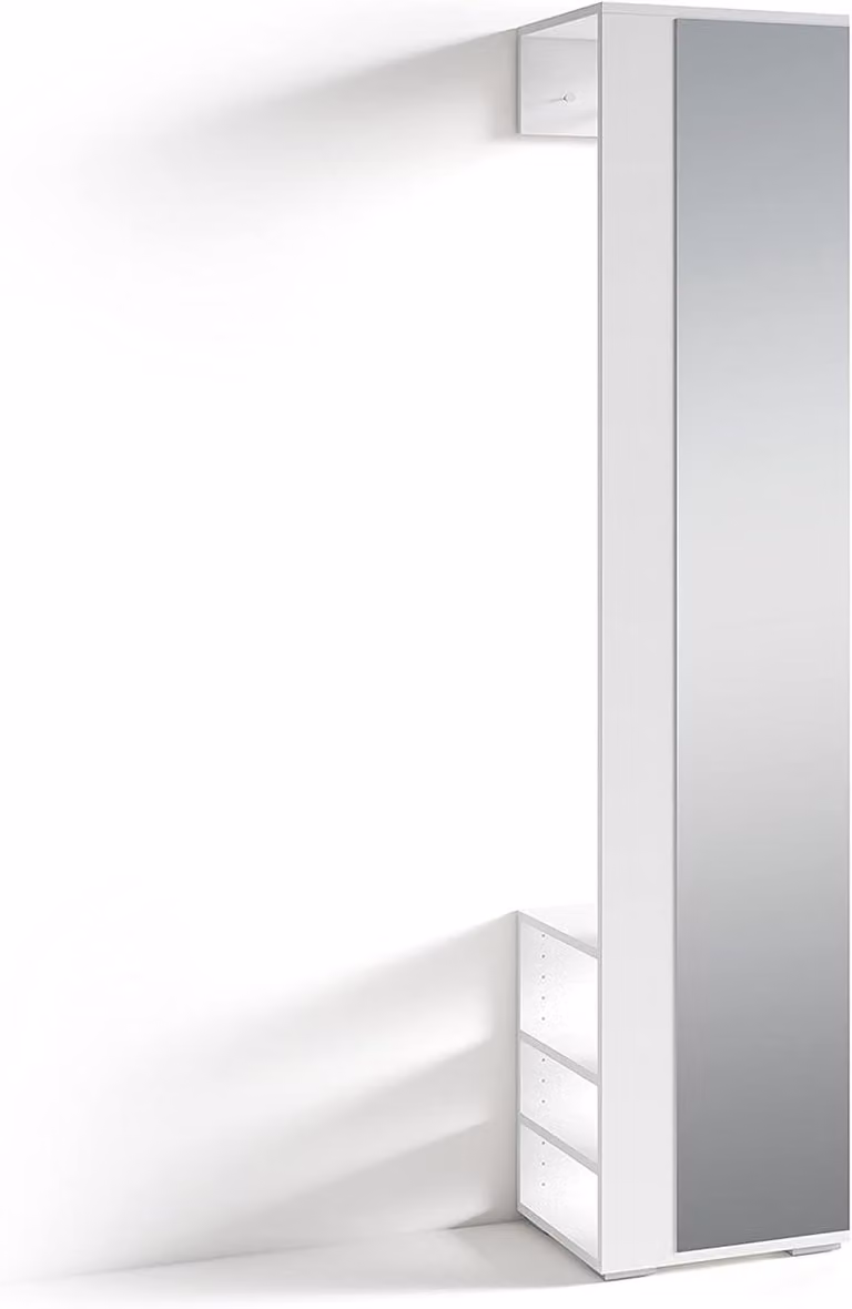 Witte houten kledingkast met draaideuren voor de slaapkamer of kinderkamer, Hoogte: 180 cm