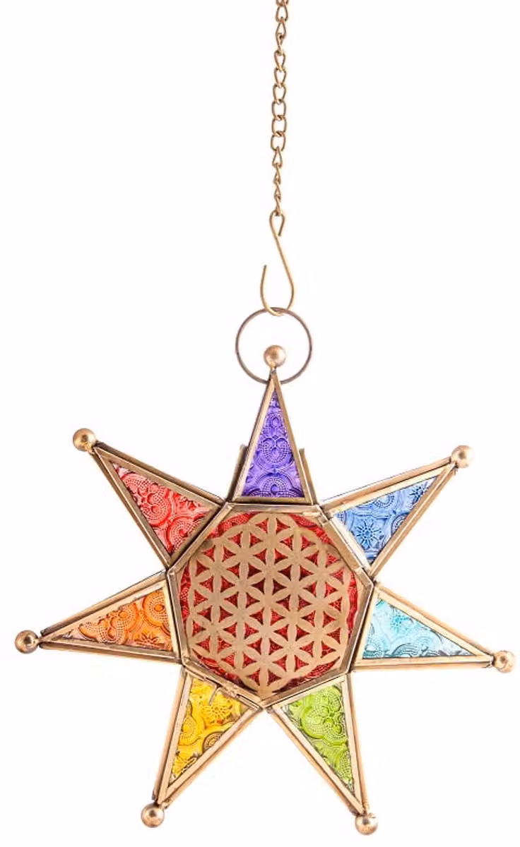 Oriëntaals chakra ster met ketting voor tealights