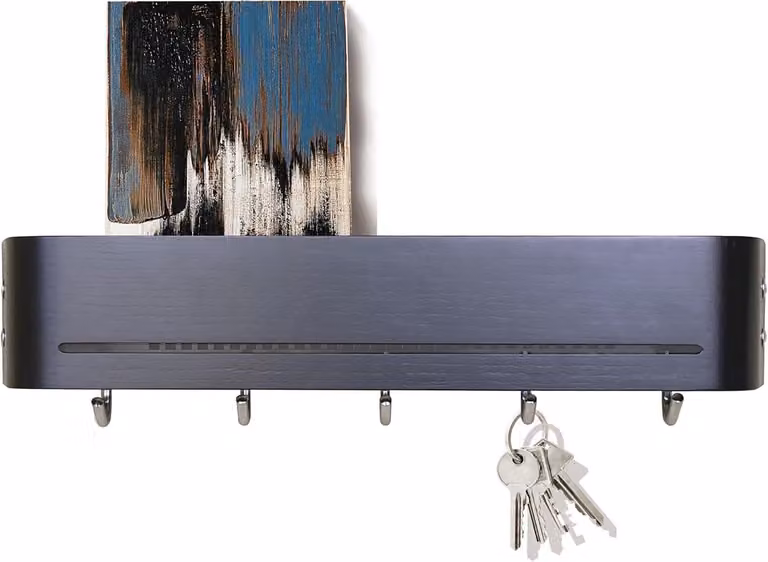 Wandkapstok met plank en 5 haken voor sleutels en post