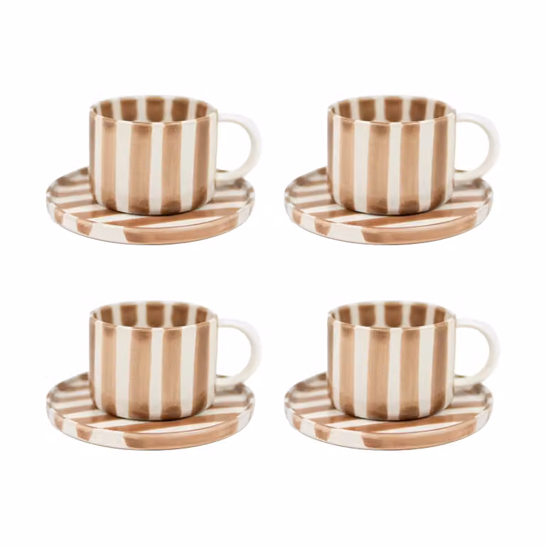Olsson & Jensen Monica kop met schotel 4-pack - Beige