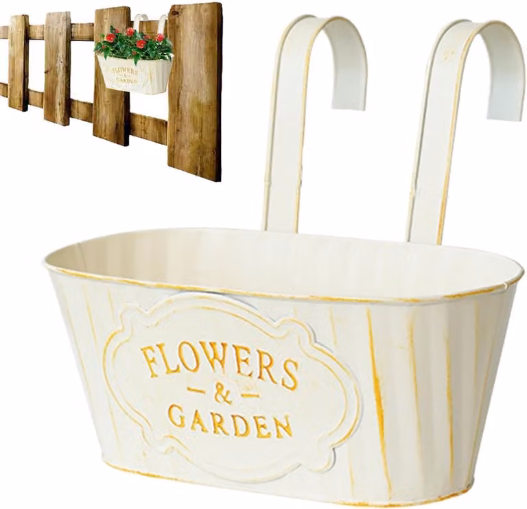 Beige Bloembak voor Reling - Balkonbak Plantenbak - 28 x 24 x 9,5 cm