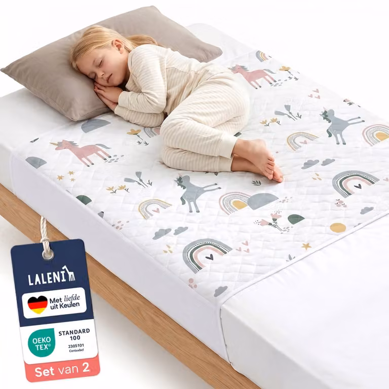 Blumtal Set van 2 Waterdichte Matrasbeschermers voor Kinderen - Regenboog Print - 90 x 90 cm