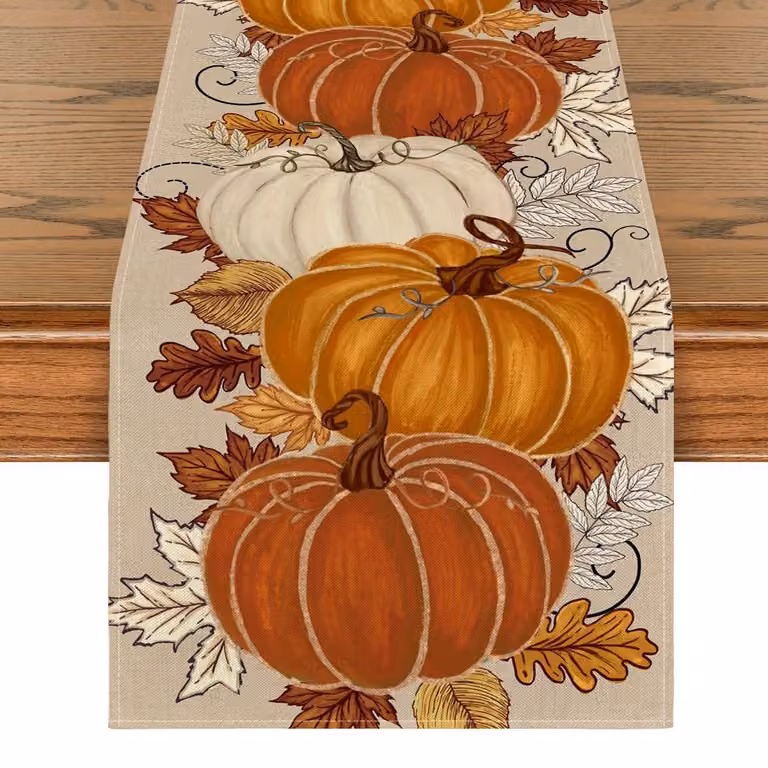 Dripio Tafelrunner Herfsttafeldecoratie met Pompoenen en Esdoornbladeren, 40 x 180 cm