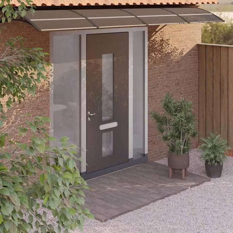 vidaXL Overkapping voor deur, zwart, 350 x 75 cm, polycarbonaat
