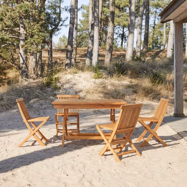 Tikamoon Tuinset Capri met 6 stoelen en uitbreidbaar blad - Bruin - Acaciahout