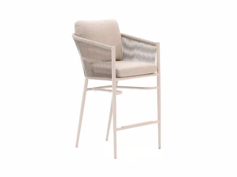 Bellagio Mineo Barkruk voor in de tuin met touw in de kleur taupe/beige