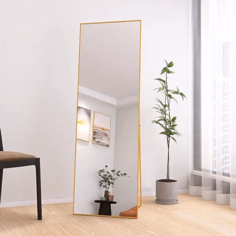 Staande spiegel met volledige lengte en gouden metalen frame - 162 x 53 cm - Goud