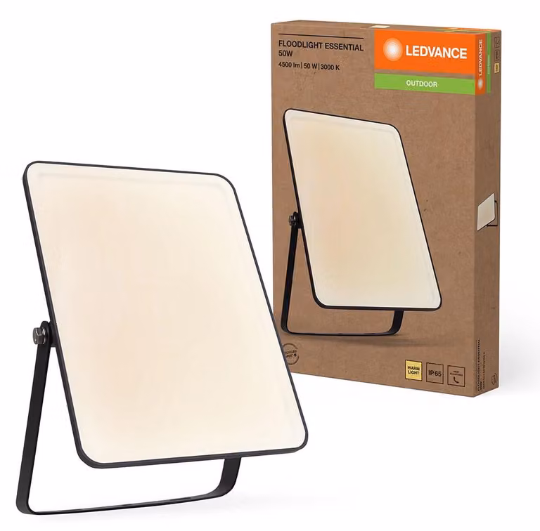 Ledvance Essentials LED-schijnwerper buitenlamp, 50W, 4250lm, 3000K, IP65, zwart