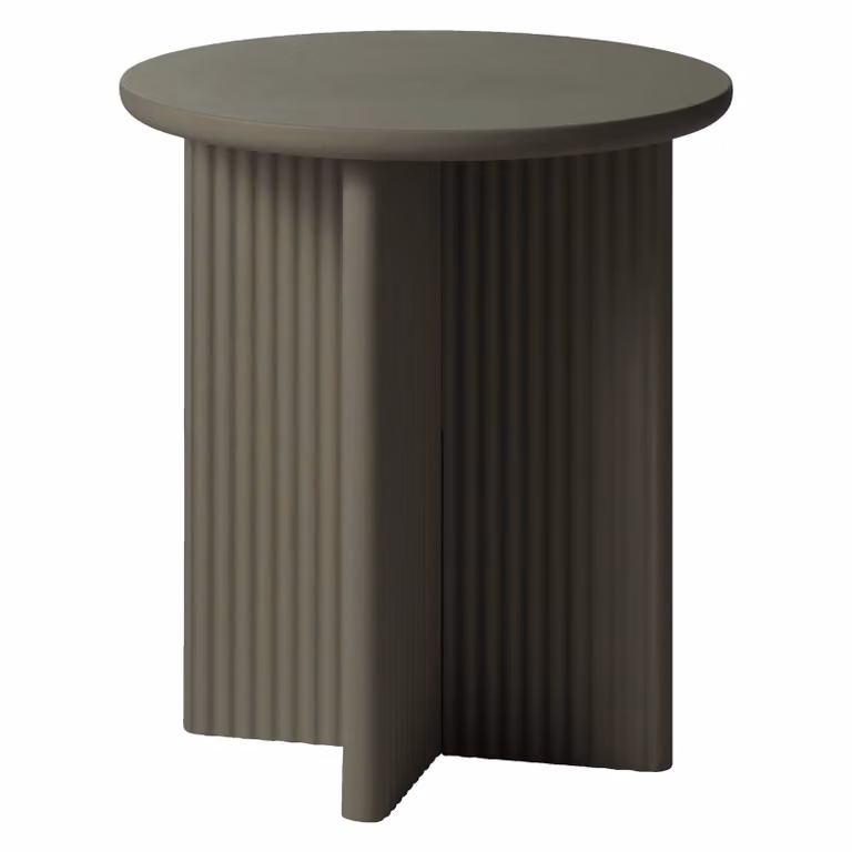 Nest of Nora Ronde houten bijzettafel Lona met ribstructuur - Olijfgroen - B: 50 cm, H: 55 cm