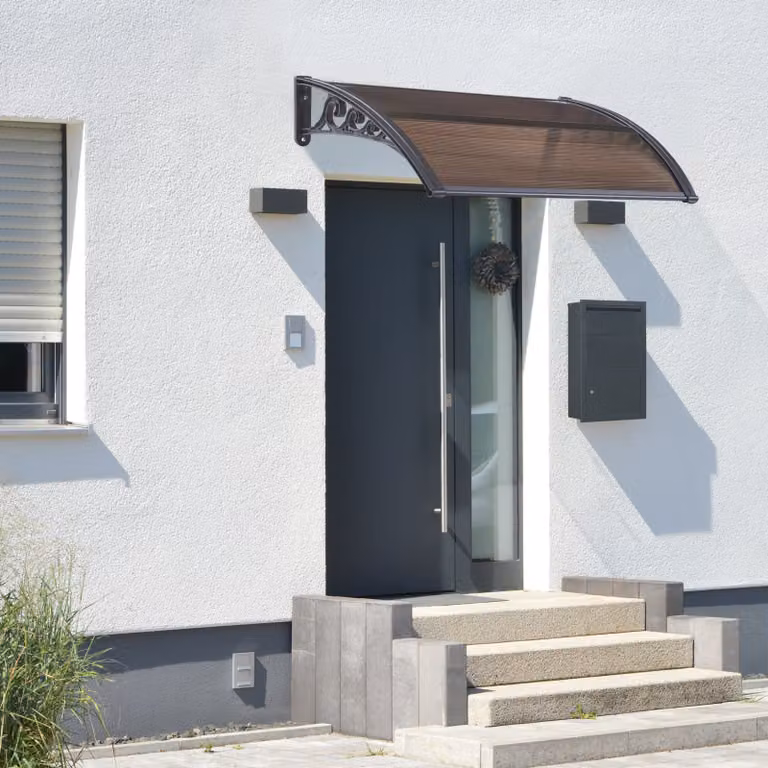 en.casa Voorscherm Mellerud Polycarbonaat Zwart/Bruin B: 100 cm, D: 60 cm