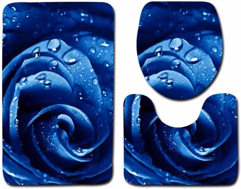 3-delige antislip badkamerset met vloermat en toiletmat in het roze, 45 x 75 cm