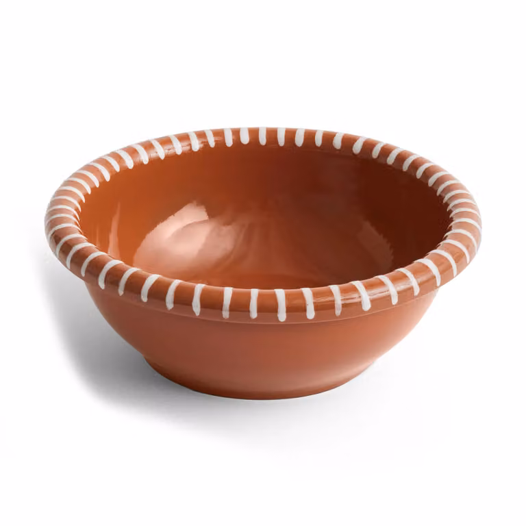 HAY Barro saladeschaal met strepen, beige/bruin, keramiek, Ø 26 cm
