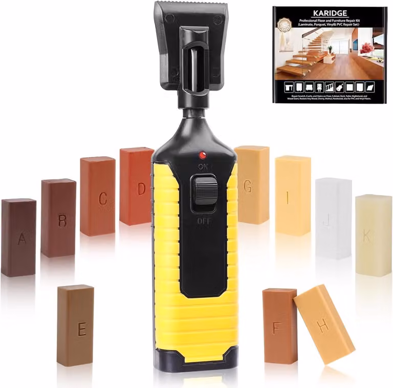 19-delige reparatiekit voor hout met 11 kleuren wax voor het herstellen van vloeren en meubels, multicolor