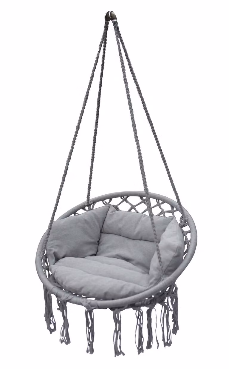 Spetebo Relax hangstoel met kussen voor volwassenen, lichtgrijs, B: 80 cm, D: 60 cm
