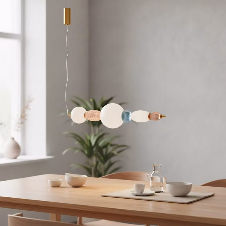Lyora Horizontale Hanglamp Obrie - Goud/Messing en Multicolour