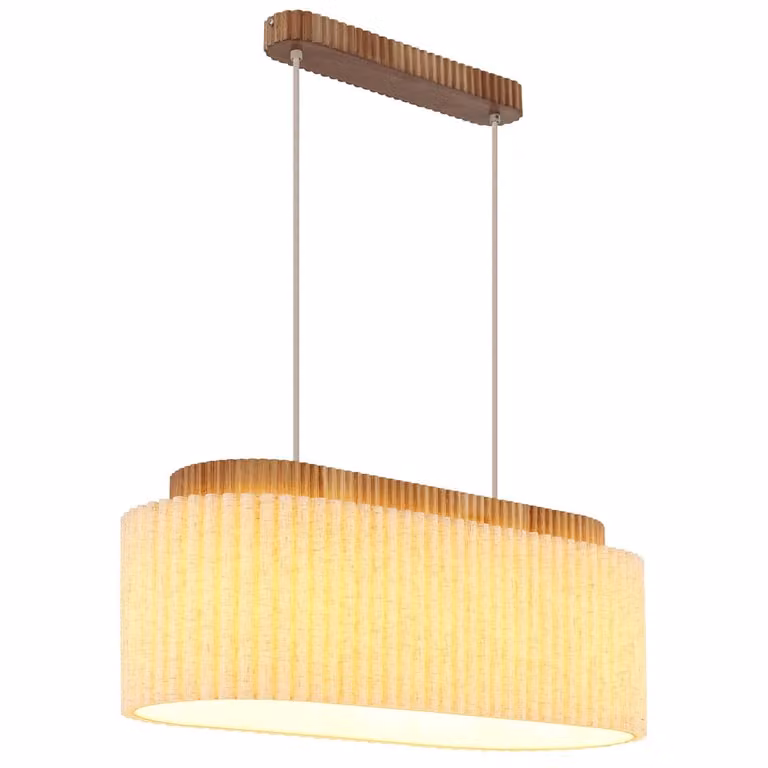 Globo Hanglamp Jannie Bruin Beige - Houten en Metalen Accentlamp